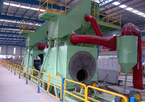 The outer wall of the steel tube blasting machine