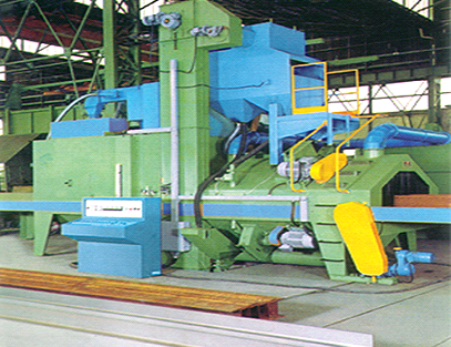 Sheet material through type shot blasting treatment line